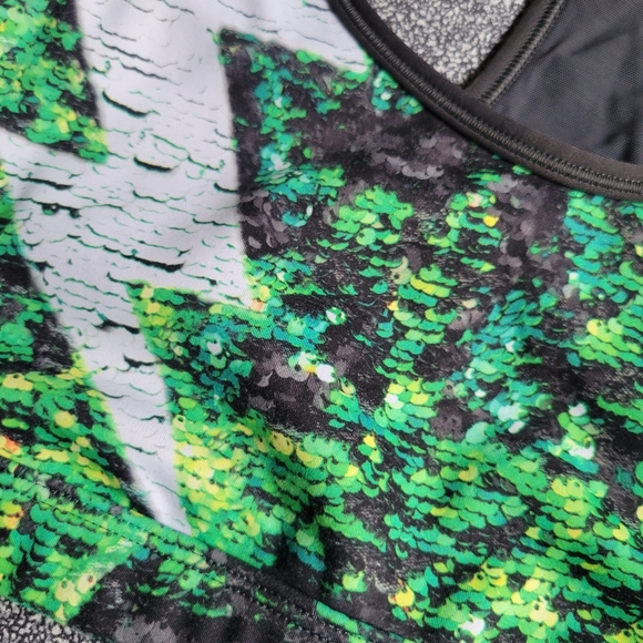 Reebok sequin print mesh dance sports bra - Picture 4 of 9